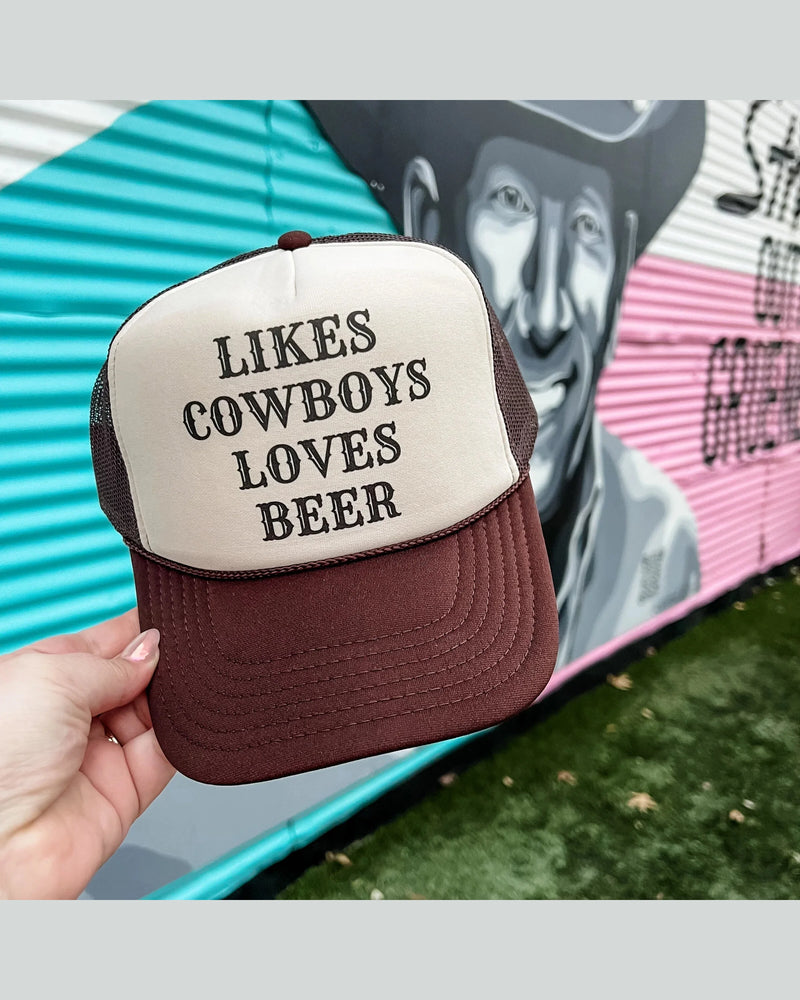 Likes Cowboys Loves Beer Trucker Cap-hat-Turquoise and Tequila-kidtasticsgymnastics