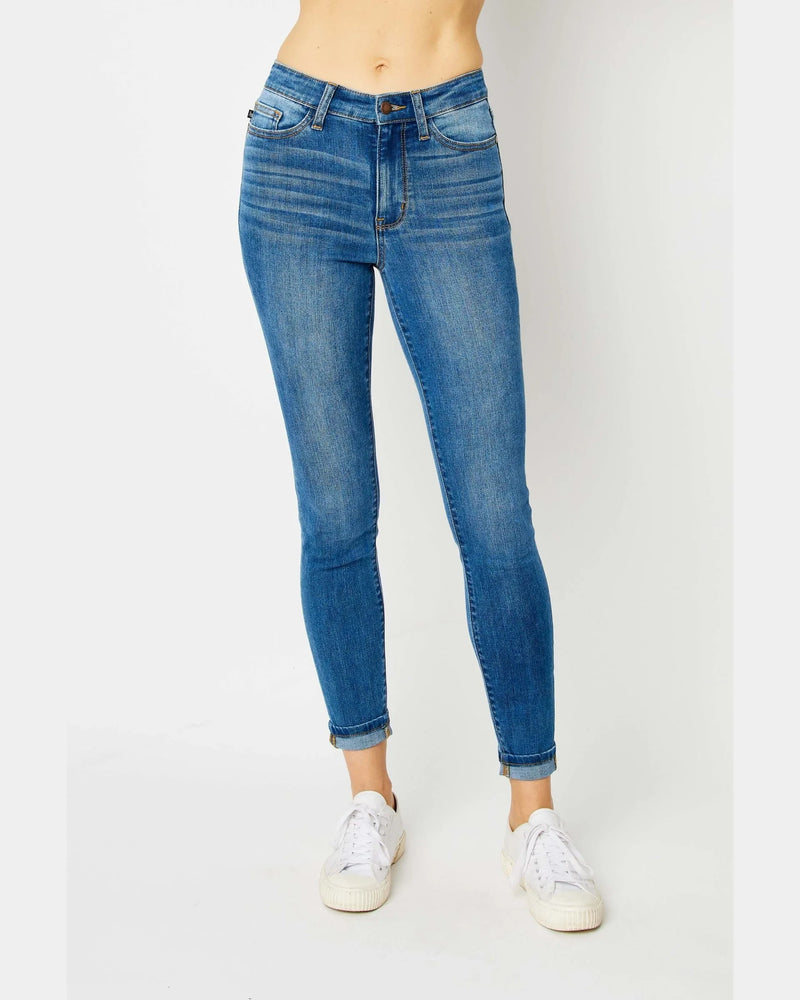 HW Cuffed Skinny Jeans-Jeans-Judy Blue-0 (24)-kidtasticsgymnastics