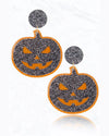 Pumpkin Glitter Earrings-Earrings-Suzie Q USA-Black-kidtasticsgymnastics