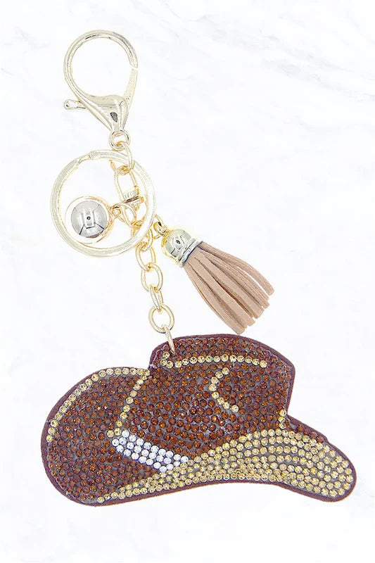 Rhinestone Cowboy Keychain-Keychains-Suzie Q USA-Brown-kidtasticsgymnastics