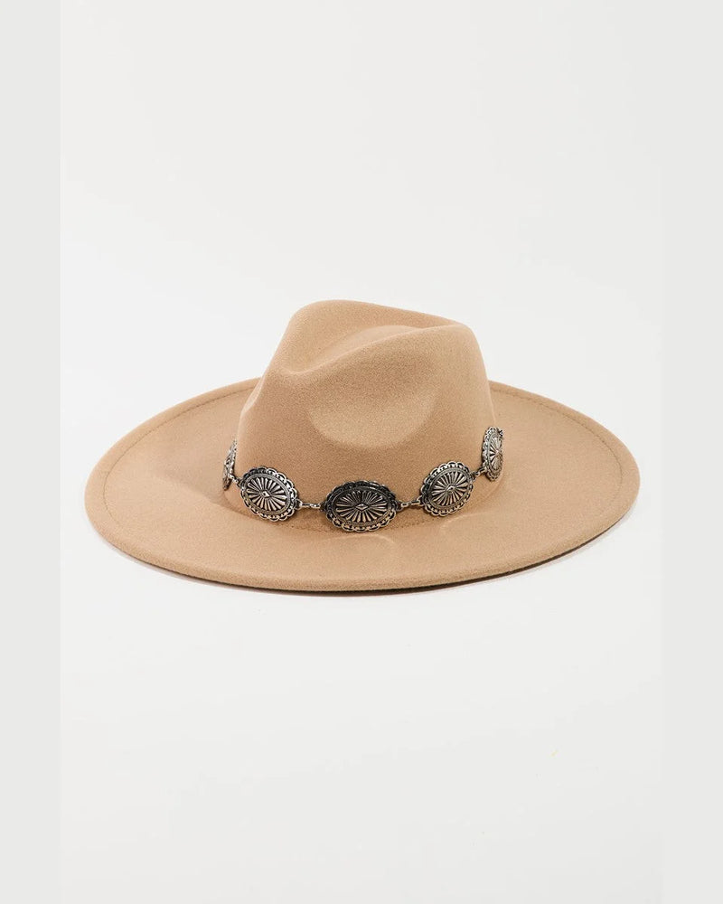 Oval Disc Chain Fedora Hat-Hats-Fame Accessories-Khaki-kidtasticsgymnastics