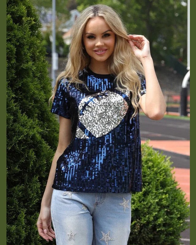 Football Sequin Top-Shirts & Tops-Why Dress-Navy/Silver-Small-kidtasticsgymnastics