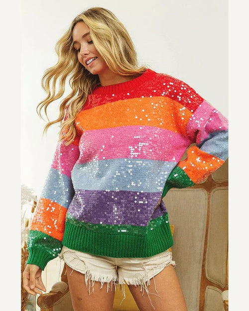 Sequin Rainbow Sweater-sweater-BiBi-Small-kidtasticsgymnastics