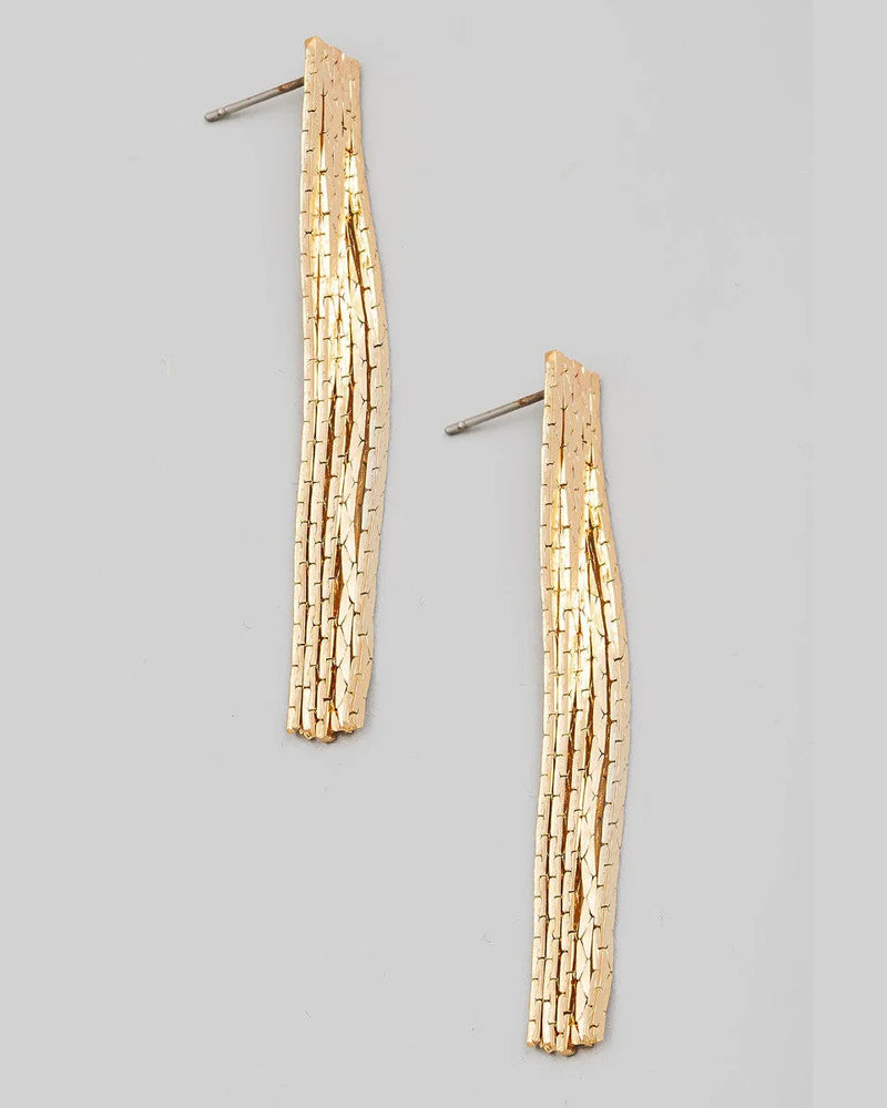 Metallic Chain Fringe Drop Earrings-Earrings-What's Hot Jewelry-kidtasticsgymnastics