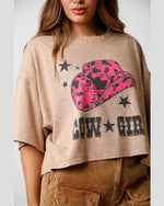 Cowgirl Acid Wash Crop Tee-Tops-Fantastic Fawn-Small-Camel-kidtasticsgymnastics