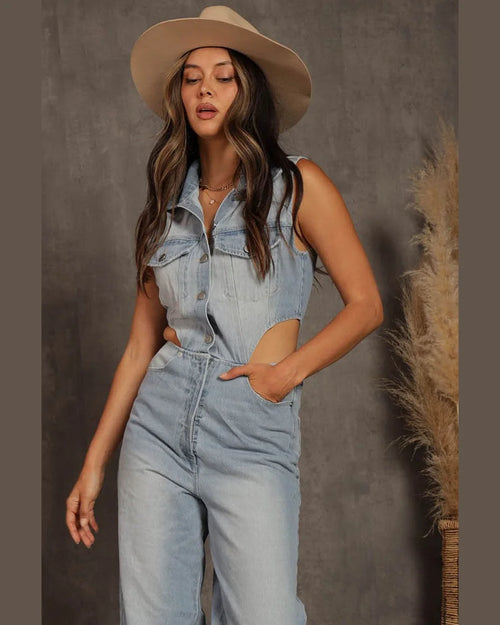 Cut Out Denim Jumpsuit-Jumpsuit-Blue Buttercup-Small-Blue Denim-kidtasticsgymnastics