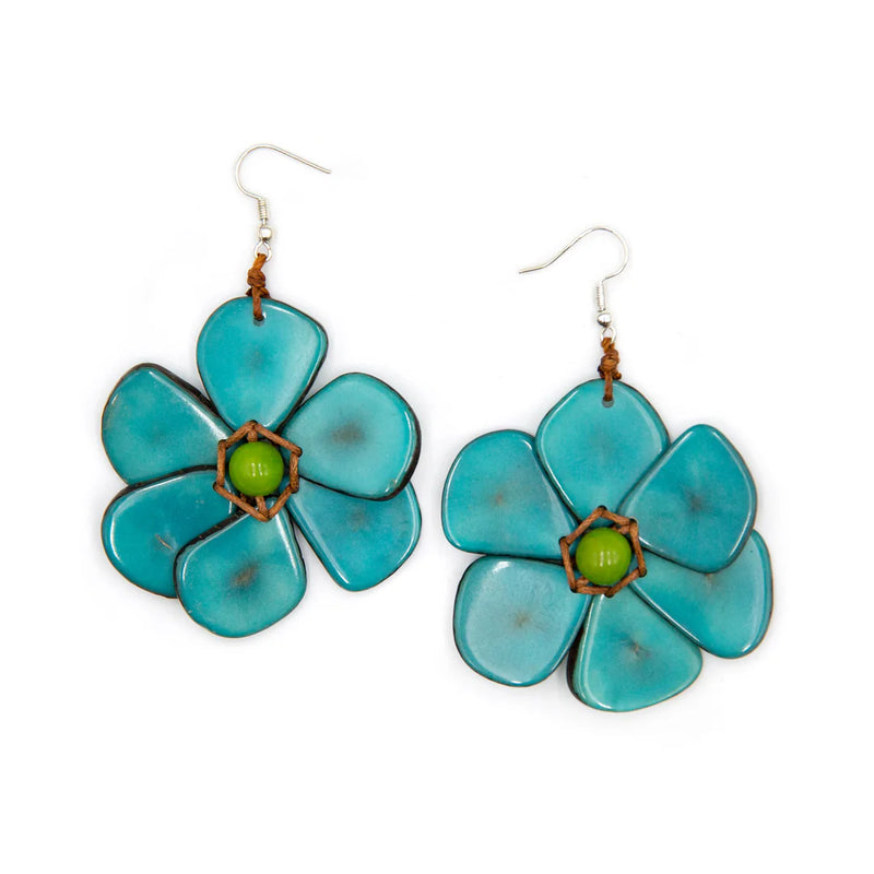 Rosalia Earrings-Earrings-Tagua by Soraya-Turquoise-kidtasticsgymnastics