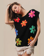 Crochet Flower Top-Shirts & Tops-BiBi-Black-Small-kidtasticsgymnastics