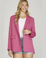 Single Breasted Woven Blazer-Blazer-She + Sky-Small-Hot Pink-kidtasticsgymnastics