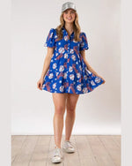 Baseball Print Dress-Dresses-Fantastic Fawn-Blue-Small-kidtasticsgymnastics