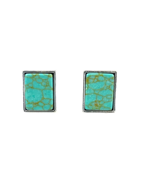 Turquoise Square Earrings-Earrings-West & Co-kidtasticsgymnastics