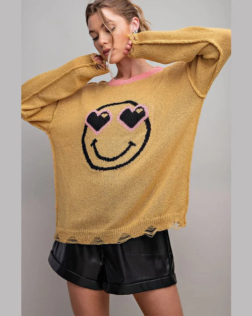 Smiley Face Knitted Sweater-Sweaters-kidtasticsgymnastics-Small-Kiwi-kidtasticsgymnastics