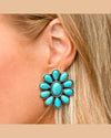 Flower Cluster Turquoise Post Earrings-Earrings-West & Co-kidtasticsgymnastics