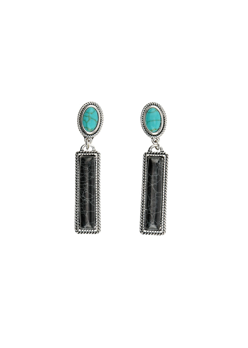 Black Bar Turquoise Earrings-Earrings-West & Co-kidtasticsgymnastics