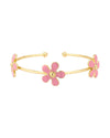 Gold Cuff Flower Bracelet-Bracelets-What's Hot Jewelry-Pink-kidtasticsgymnastics