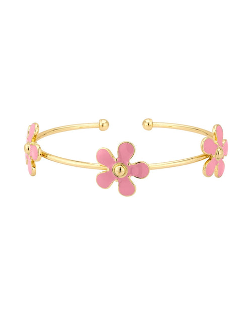 Gold Cuff Flower Bracelet-Bracelets-What's Hot Jewelry-Pink-kidtasticsgymnastics