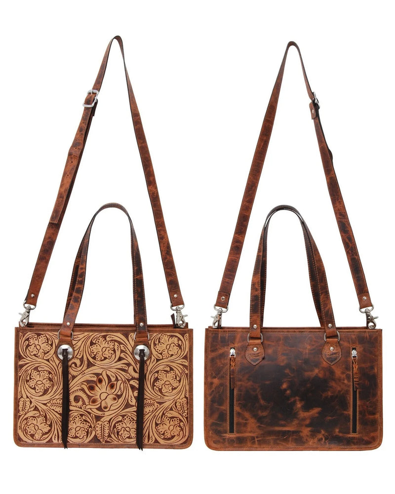 Hand Tooled Leather Tote-Handbags-Rafter T Ranch Company-kidtasticsgymnastics