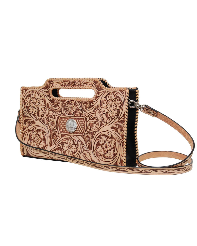 Chic Floral Carving Crossbody Clutch-Bag and Purses-Rafter T Ranch Company-Brown-kidtasticsgymnastics