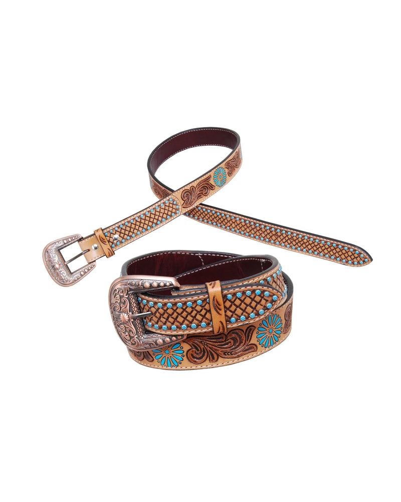 Painted Zuni Tooled Belt-belts-Rafter T Ranch Company-SM-32"-kidtasticsgymnastics