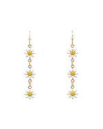 Flower and Gold Chain Earrings-Earrings-What's Hot Jewelry-White-kidtasticsgymnastics