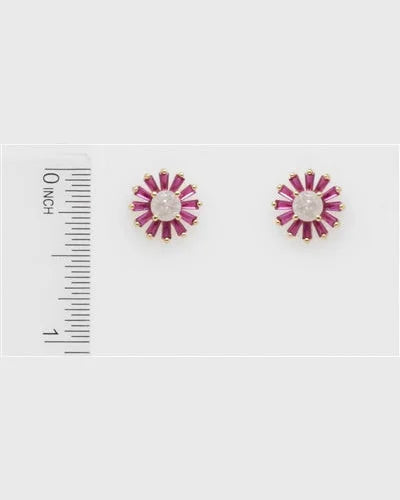 Crystal Flower Stud Earring-Earrings-What's Hot Jewelry-Hot Pink-kidtasticsgymnastics