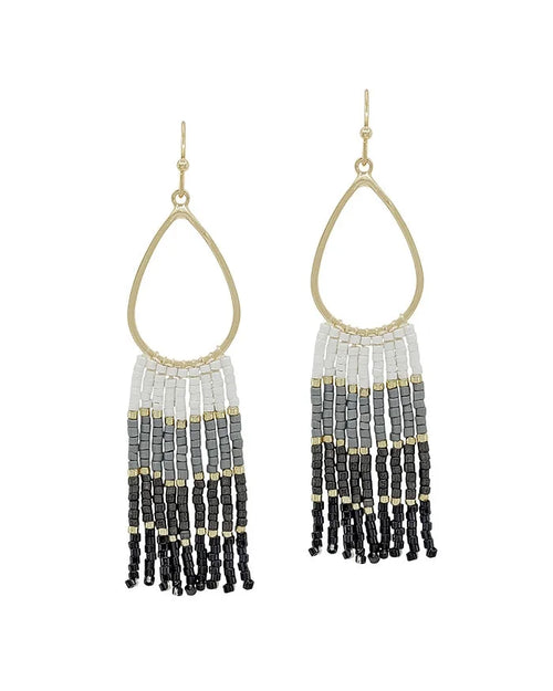 Ombre Seed Bead Earrings-Earrings-What's Hot Jewelry-Grey&Black-kidtasticsgymnastics