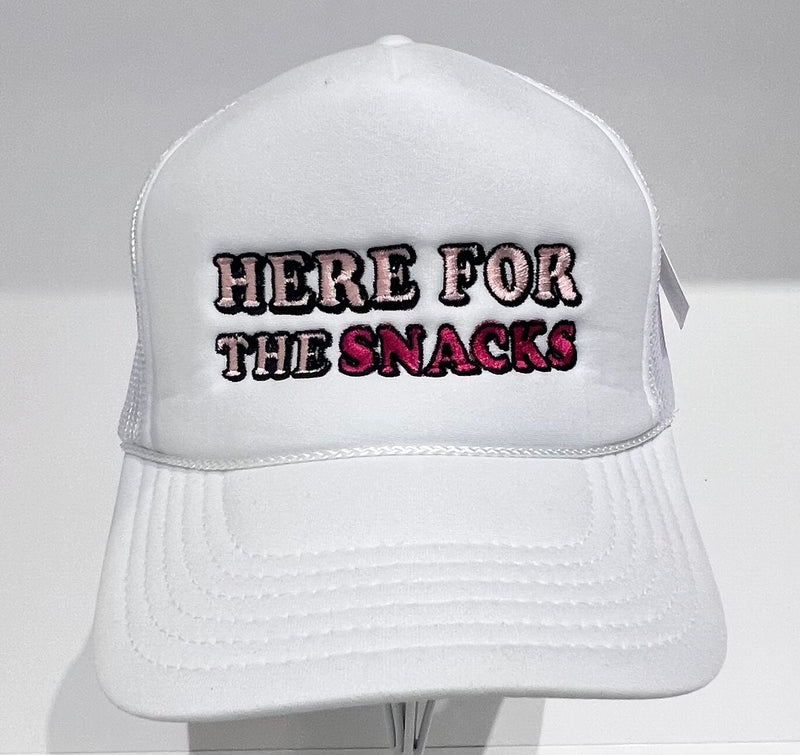 Here for the snacks Trucker Hat-Hats-Katydid-White-kidtasticsgymnastics