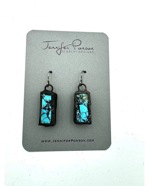 Turquoise Matrix Earrings-Earrings-Jennifer Ponson-kidtasticsgymnastics