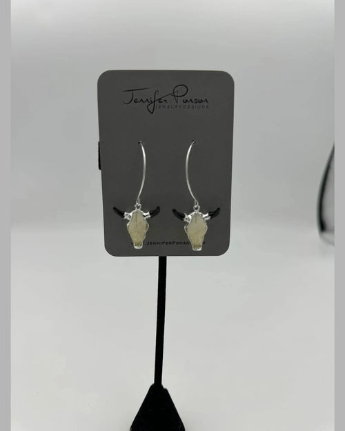 Steer Head Earrings-Earrings-Jennifer Ponson-kidtasticsgymnastics