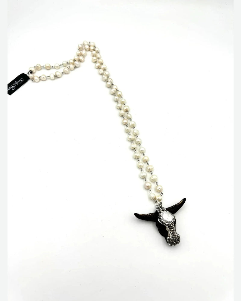 Pearl and Steer Necklace-Necklaces-Jennifer Ponson-kidtasticsgymnastics