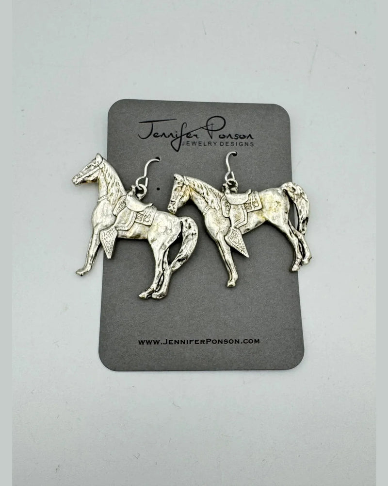 Pewter Horse Earrings-Earrings-Jennifer Ponson-kidtasticsgymnastics