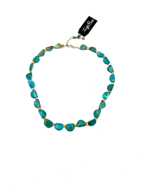 Half Disc Turquoise and Spiny Oyster Necklace-Necklaces-Jennifer Ponson-kidtasticsgymnastics