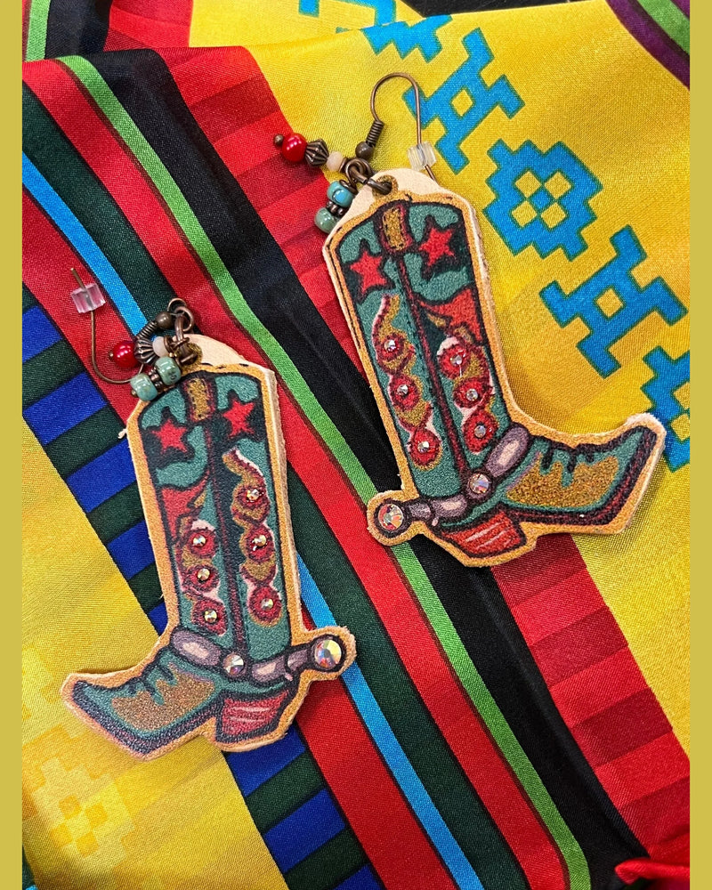 Buckaroo Boots Leather Earrings-Earrings-XOXO ART & CO-kidtasticsgymnastics