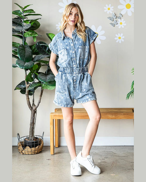 Washed Denim Star Romper-Romper-Oli & Hali-Small-kidtasticsgymnastics