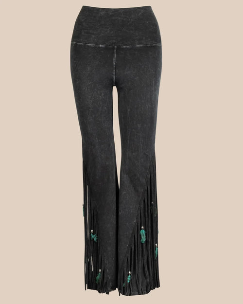 Distressed Flared Fringed Pants-Pants-Pat Dahnke-Small-Black-kidtasticsgymnastics