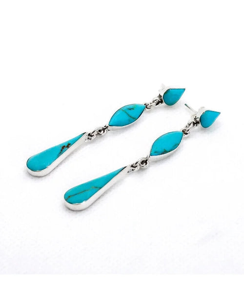 Lucinda Triple Drop Turquoise Earrings-Earrings-Just Fabulous-kidtasticsgymnastics