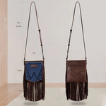 Wrangler Leather Fringe Jean Denim Pocket Crossbody Bag-Bag and Purses-Montana West-kidtasticsgymnastics