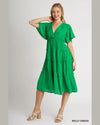 Smocked Textured Midi Dress-Dresses-Umgee-Small-Kelly Green-kidtasticsgymnastics