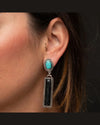 Black Bar Turquoise Earrings-Earrings-West & Co-kidtasticsgymnastics