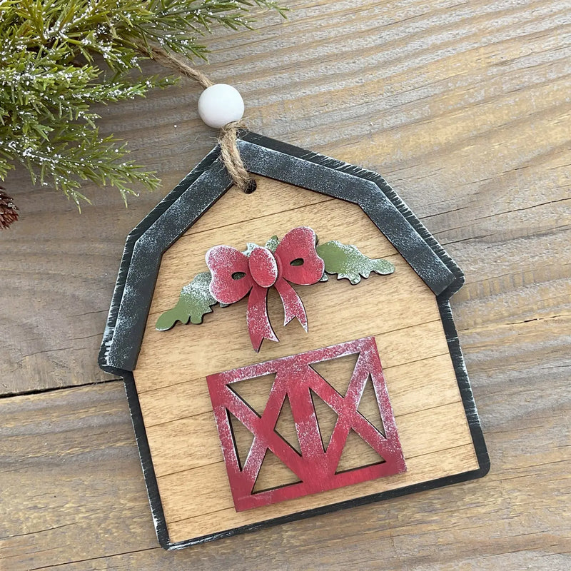 Christmas Wooden Ornaments-Holiday Ornaments-Willow's Corner-Barn Doors-kidtasticsgymnastics