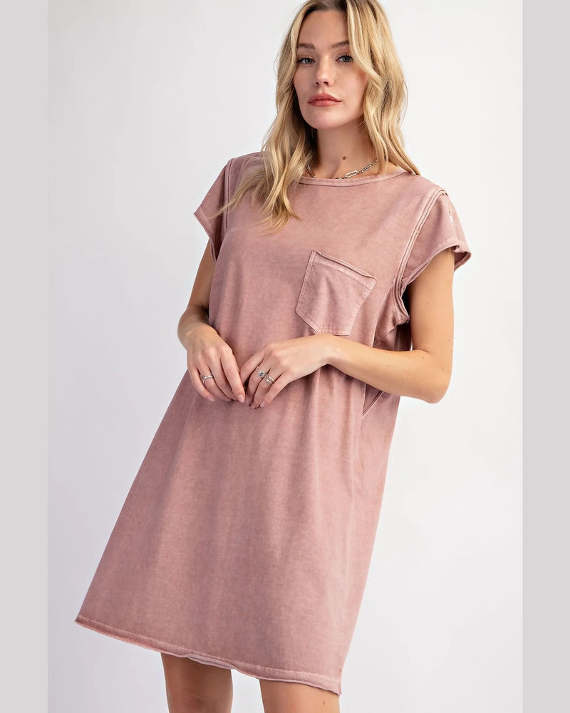 Mineral Washed Knit Dress-Dresses-Easel-Small-Mauve-kidtasticsgymnastics