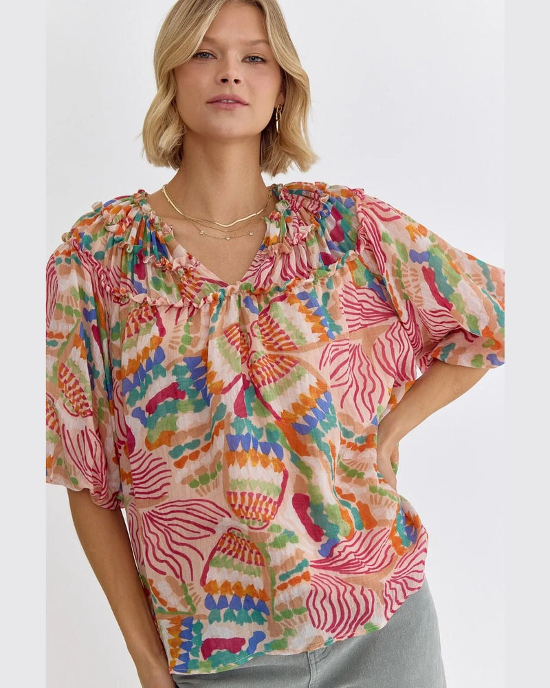 Multiprint Top-Shirts & Tops-Entro-Small-Lt Peach-kidtasticsgymnastics