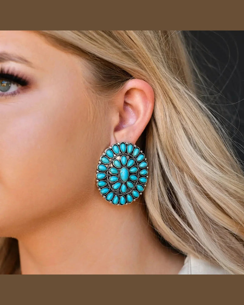 Cluster Turquoise Post Earrings-Earrings-West & Co-kidtasticsgymnastics