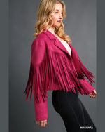 Faux Suede Fringe Jacket-Coats & Jackets-Umgee-Small-Black-kidtasticsgymnastics