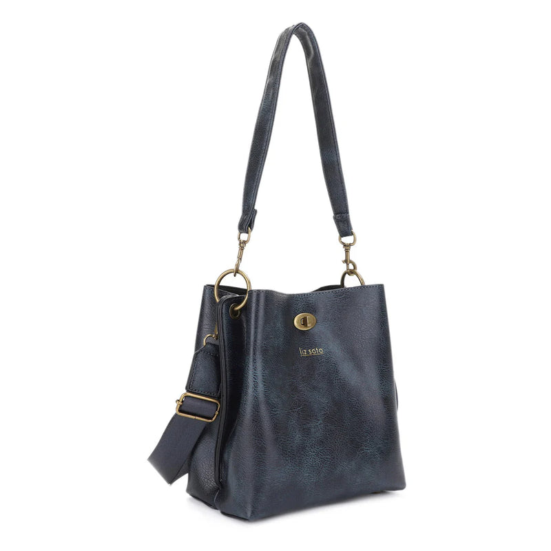 Lola Bucket Bag-Bag and Purses-Liz Soto Handbags-Indigo-kidtasticsgymnastics