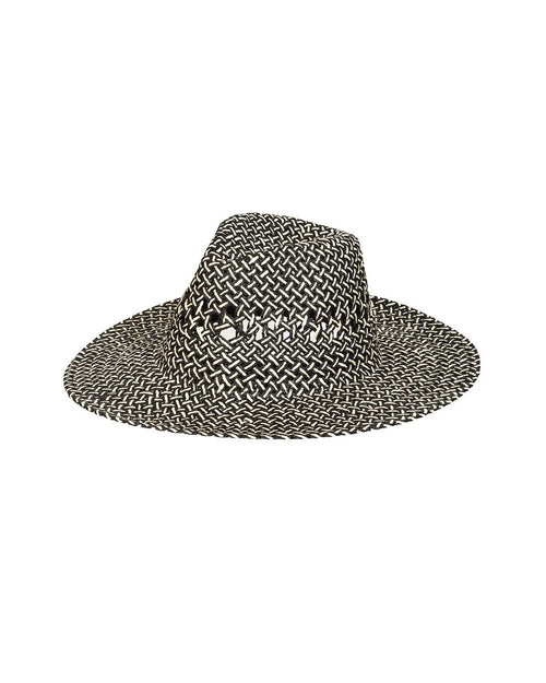 Dual Tone Woven Straw Sunhat-Hats-Fame Accessories-Black-kidtasticsgymnastics