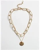 Gold Chain with Coin Layered Necklace-Necklaces-What's Hot Jewelry-kidtasticsgymnastics