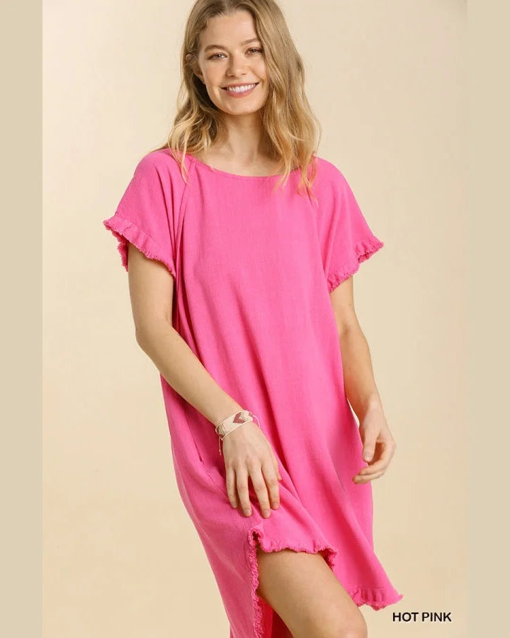 All You Need Midi Dress-Dresses-Umgee-Small-Hot Pink-kidtasticsgymnastics