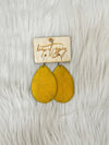 Cowhide Teardrop Earrings-Earrings-Keep it Gypsy-Mustard-kidtasticsgymnastics