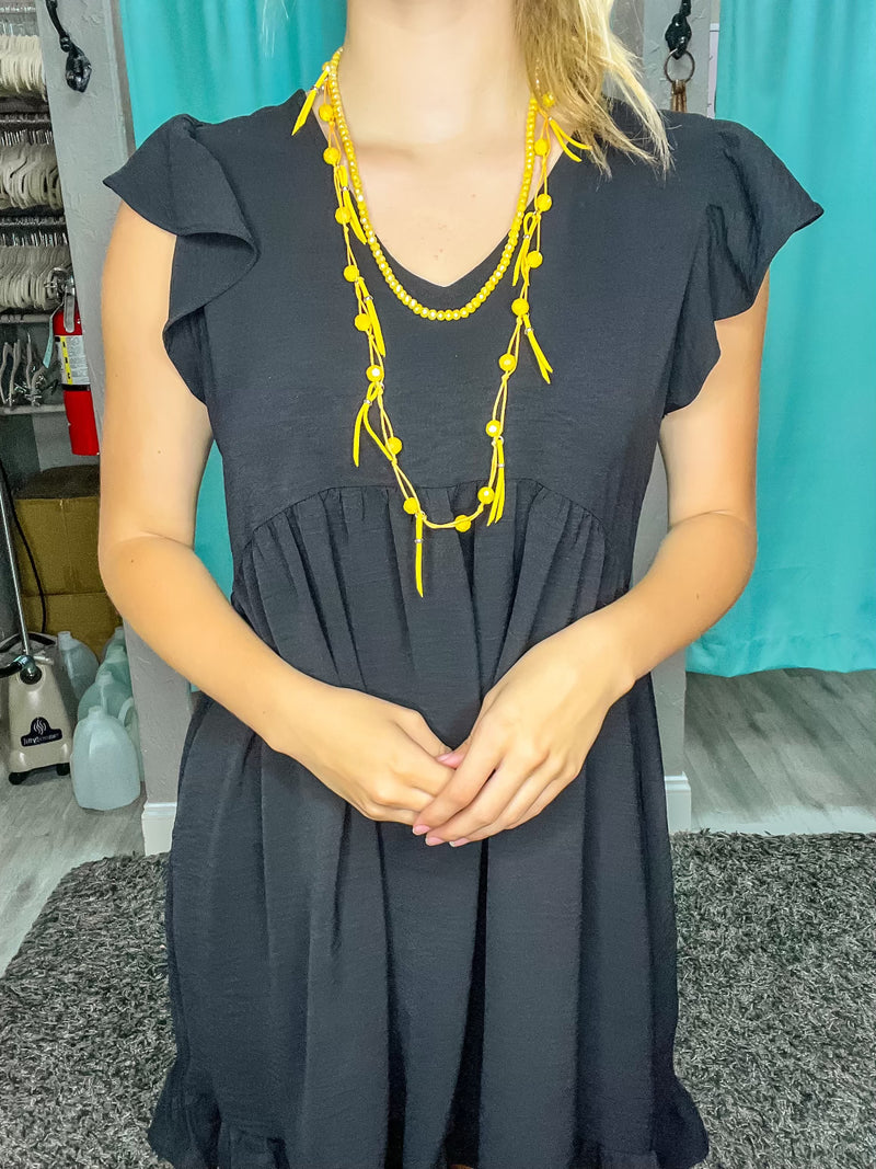 Beaded Fringe Necklace-Necklaces-Lost and Found Trading Company-Yellow-kidtasticsgymnastics